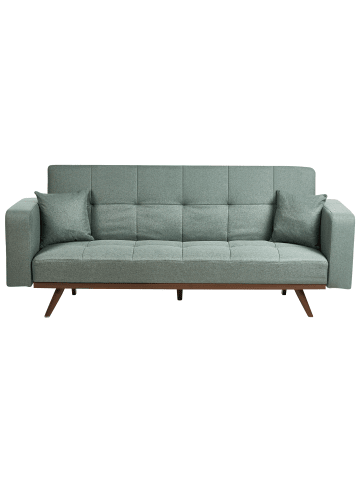 Beliani Schlafsofa HJULBY in Grün/Braun - (W) 220 x (H) 90 x (L) 82 cm