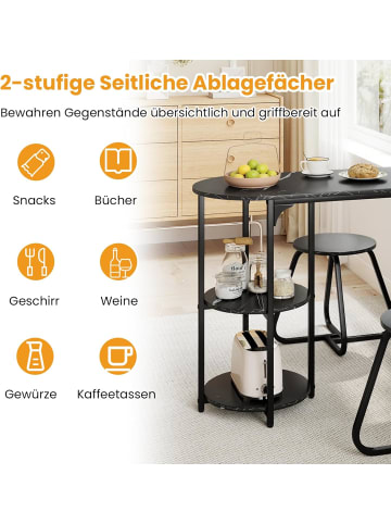 COSTWAY 3 tlg. Essgruppe mit 2 Ablagen in Schwarz
