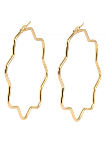Adeliás Damen Creolen Blume aus Edelstahl in gold