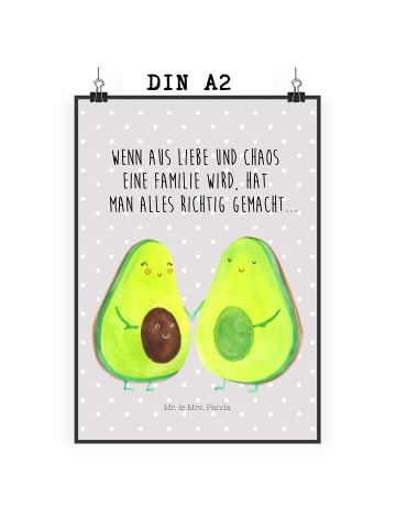 Mr. & Mrs. Panda Bild Avocado Pärchen mit Spruch in Grau Pastell