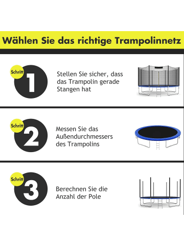 COSTWAY Trampolin Sicherheitsnetz 366cm für 8 Stangen in Schwarz