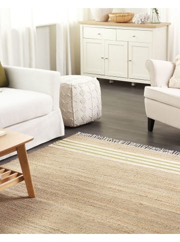 Beliani Geflochtener Teppich MIRZA in Beige/Grün - (W) 160 x (H) 0.6 x (L) 230 cm