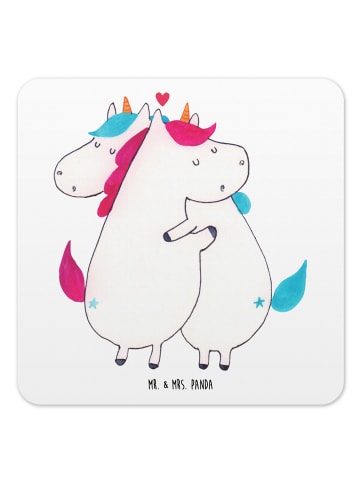 Mr. & Mrs. Panda Tassenuntersetzer Einhorn Mitteilung ohne Spruch in Weiß