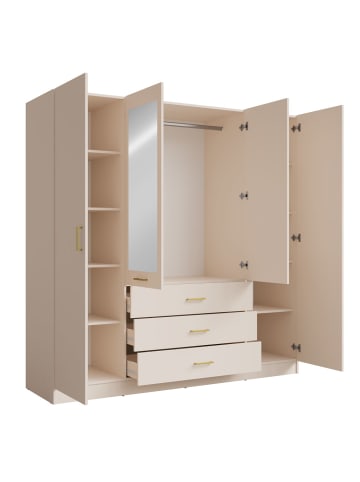 Feldmann-Wohnen Kleiderschrank Konso sandbeige 200 / 58 / 200,5cm