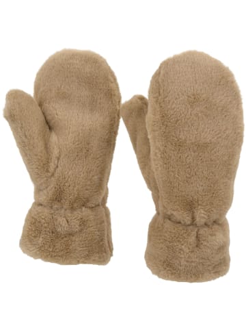 styleBREAKER Fäustlinge mit Teddyfell in Beige