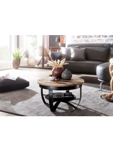 KADIMA DESIGN Couchtisch | Mango/Metall, 60x34x60cm, Industrial, Rund