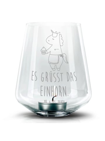 Mr. & Mrs. Panda Glas Windlicht Einhorn Muffin mit Spruch in Transparent