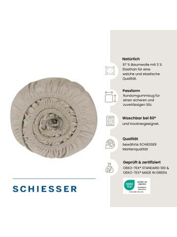 Schiesser Jersey-Elasthan-Spannbettlaken Elli in Helltaupe