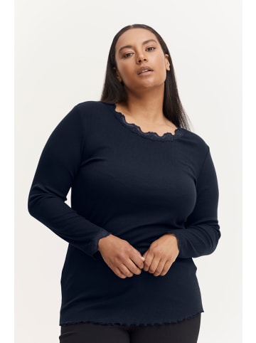 Fransa Langarmshirt FPZAMOND TEE 1 20611054  Langarmshirt mit Spitzenkanten in blau