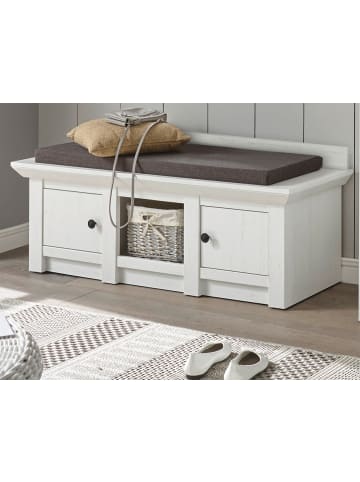 Furn.Design Garderobenbank Pinie weiß 124 cm, Schuhbank mit Stauraum