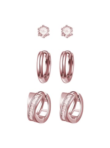 Himmelsflüsterer  3-fach Ohrschmuck-Set mit Kristallen - Farbe: Roségold 