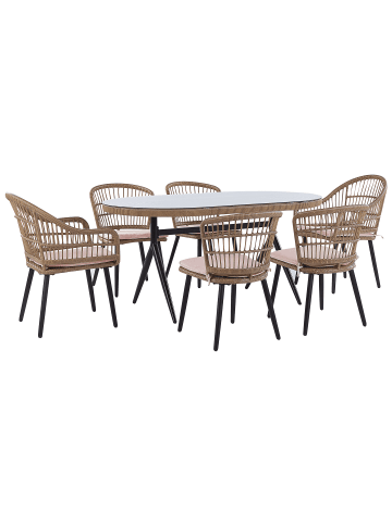 Beliani 13-tlg Gartentisch Set ALIANO in Beige/Naturfarben/Schwarz