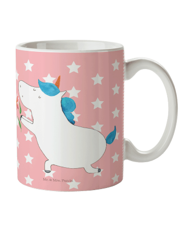 Mr. & Mrs. Panda Tasse Einhorn Blume ohne Spruch in Rot Pastell