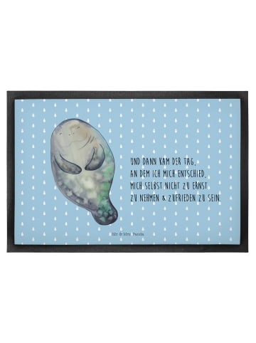 Mr. & Mrs. Panda Schmutzmatte Seekuh Happy mit Spruch in Blau Pastell