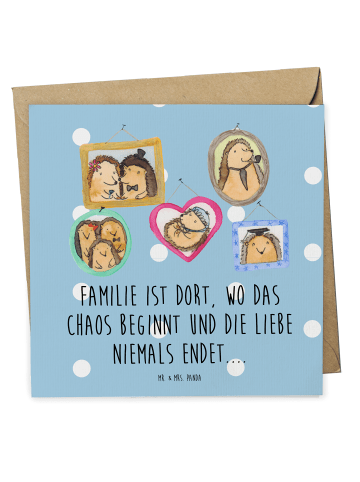 Mr. & Mrs. Panda Deluxe Karte Igel Familie mit Spruch in Blau Pastell