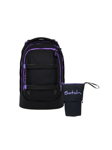 Satch Schulrucksack-Set PACK "Purple Phantom" 2-teilig in Schwarz