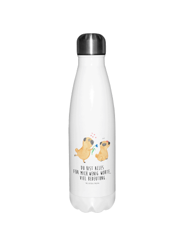 Mr. & Mrs. Panda Thermosflasche Mops Verliebt mit Spruch in Weiß