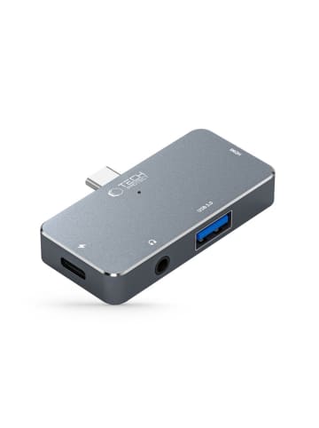 TechProtect V6 USB-C Hub 4in1 HDMI PD100W Grau