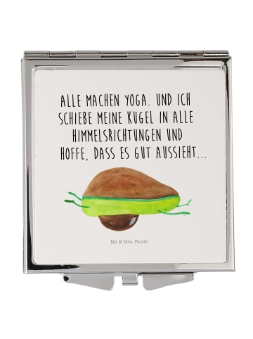Mr. & Mrs. Panda Handtaschenspiegel quadratisch Avocado Yoga mit... in Weiß