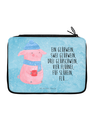 Mr. & Mrs. Panda Bleistiftetui Schweinchen Glühwein mit Spruch in Eisblau