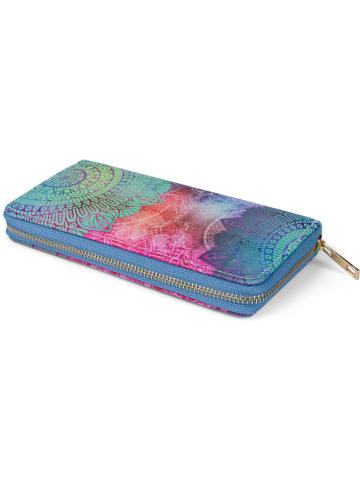styleBREAKER Geldbörse in Aquagrün-Violett-Pink