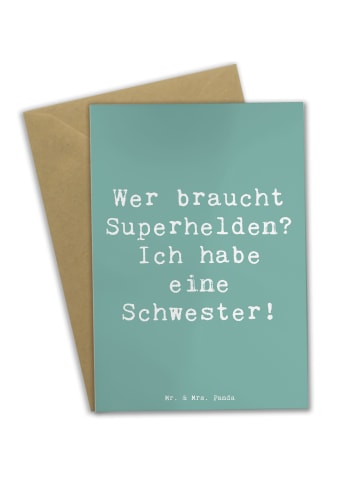 Mr. & Mrs. Panda Grußkarte Spruch Liebe Schwester mit Spruch in Meeresbrise