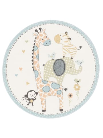 Pergamon Kinderteppich Maui Kids Safari Tiere Rund in bunt