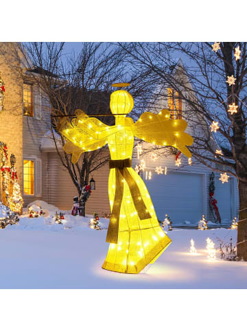 COSTWAY 150cm Weihnachtsengel beleuchtet in Gold