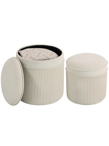 HOMCOM Sitzhocker Set-36L x 36B x 41,5H cm-Cremeweiß