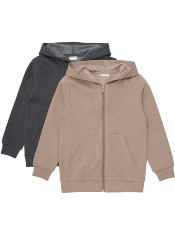 Minymo Kinder Sweatjacke "Sweat Jacket with Hood (2-Pack)" in Braun