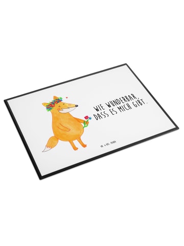Mr. & Mrs. Panda Schreibunterlage Fuchs Blumen mit Spruch in Weiß