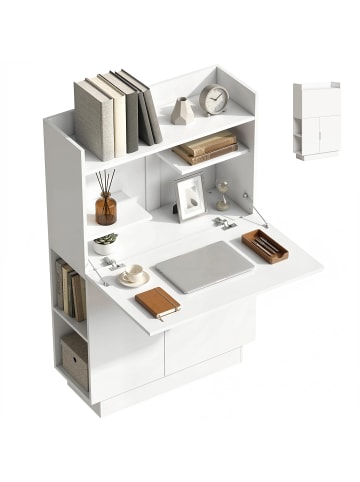 HOMCOM Schreibtisch-80L x 30B x 128H cm-Weiß