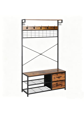 relaxdays Garderobenständer in Braun/ Schwarz - (B)80 x (H)176 x (T)30 cm