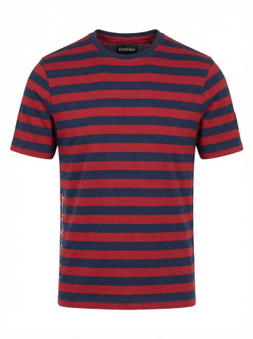 KOROSHI Crew baumwolle gestripte block t-shirt in rot