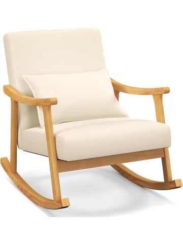 COSTWAY Schaukelstuhl aus Holz in Beige
