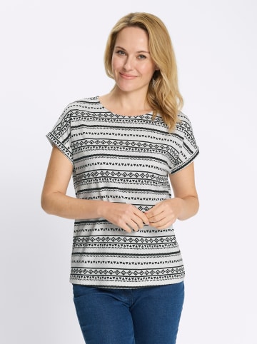 Sieh an! Kurzarmshirt in ecru-schwarz-bedruckt