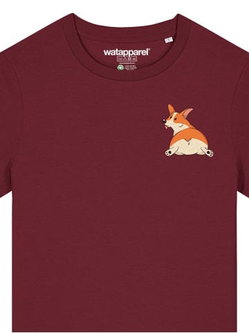 wat? Apparel T-Shirt Corgi in Weinrot