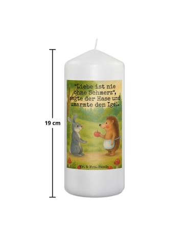 Mr. & Mrs. Panda Weihnachtskerze Hase Igel Design mit Spruch in Weiß