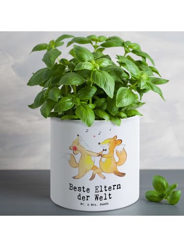 Mr. & Mrs. Panda XL Blumentopf Fuchs Beste Eltern der Welt mit S... in Weiß