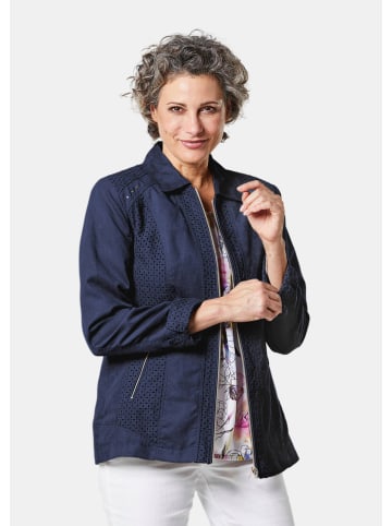 GOLDNER Velourslederimitat-Blazer mit Perforierung in dunkelmarine