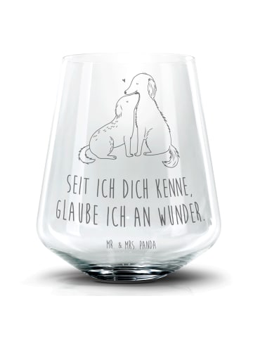 Mr. & Mrs. Panda Blümchentail Glas Hunde Liebe mit Spruch in Transparent