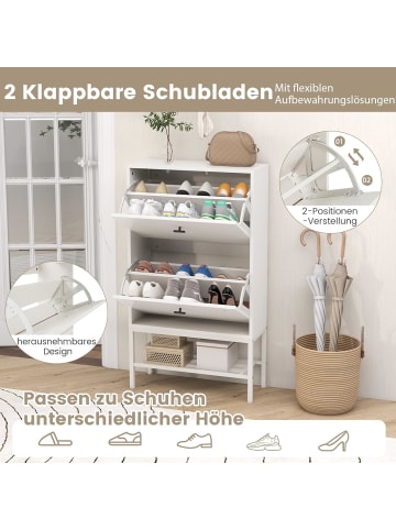 COSTWAY Schuhschrank für 15 Paar Schuhe 106cm in Weiß