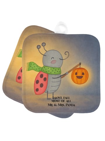 Mr. & Mrs. Panda Topflappen Smörle Laterne Design mit Spruch in Weiß