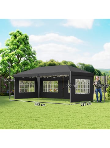Outsunny Faltpavillon,585L x 295B x 270H cm,Schwarz