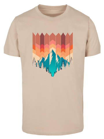 F4NT4STIC T-Shirt Berg Sonnenuntergang Geometrisch in sand