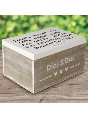 Mr. & Mrs. Panda Holztruhe Spruch Innere Ruhe mit Spruch in Weiß