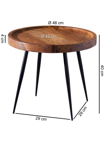FineBuy Beistelltisch in Braun / Sheesham / 46x46x40