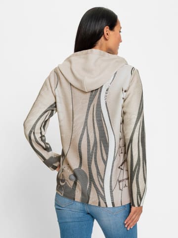 Heine Strickjacke in sand-anthrazit-bedruckt
