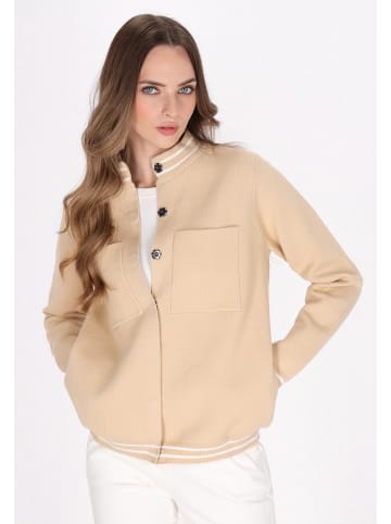 DreiMaster Damen Cardigan in Beige Weiss Streifen