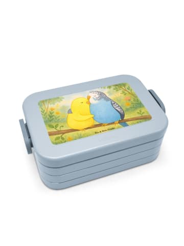 Mr. & Mrs. Panda Lunchbox Wellensittich Liebe Design ohne Spruch in Blau Pastell